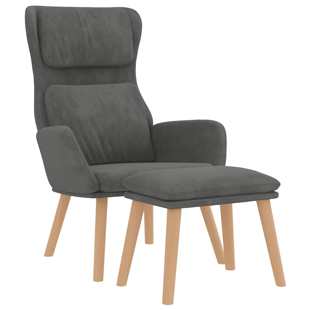 Relaxstoel met voetenbank fluweel donkergrijs is nu te koop bij PeponiXL, paradijselijk wonen!