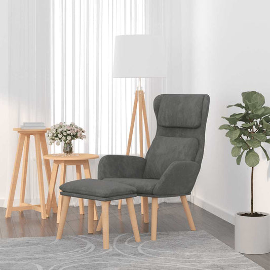 Relaxstoel met voetenbank fluweel donkergrijs is nu te koop bij PeponiXL, paradijselijk wonen!