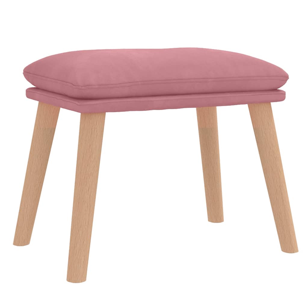 Relaxstoel met voetenbank fluweel roze