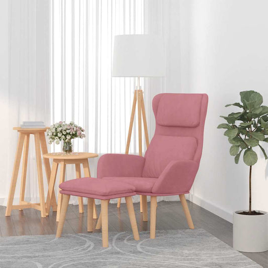 Relaxstoel met voetenbank fluweel roze is nu te koop bij PeponiXL, paradijselijk wonen!