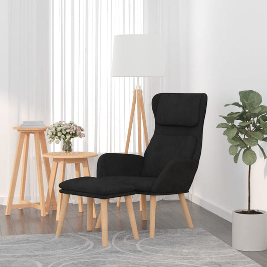 Relaxstoel met voetenbank fluweel zwart is nu te koop bij PeponiXL, paradijselijk wonen!