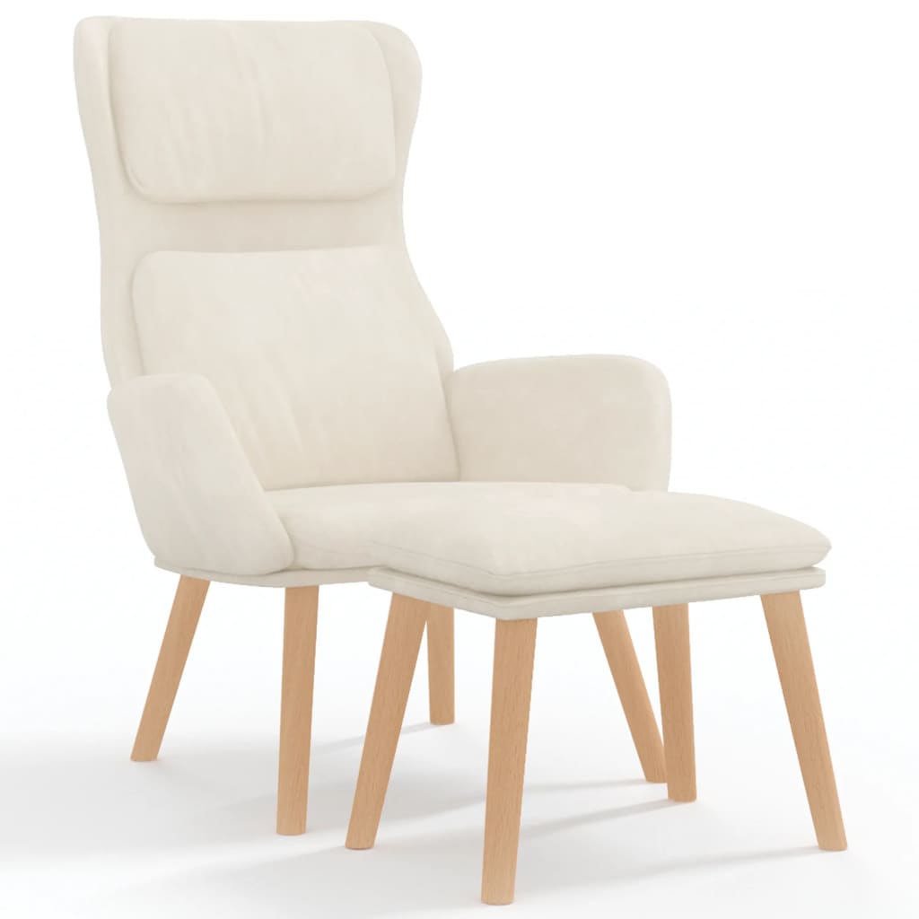 Relaxstoel met voetenbank fluweel crèmewit is nu te koop bij PeponiXL, paradijselijk wonen!