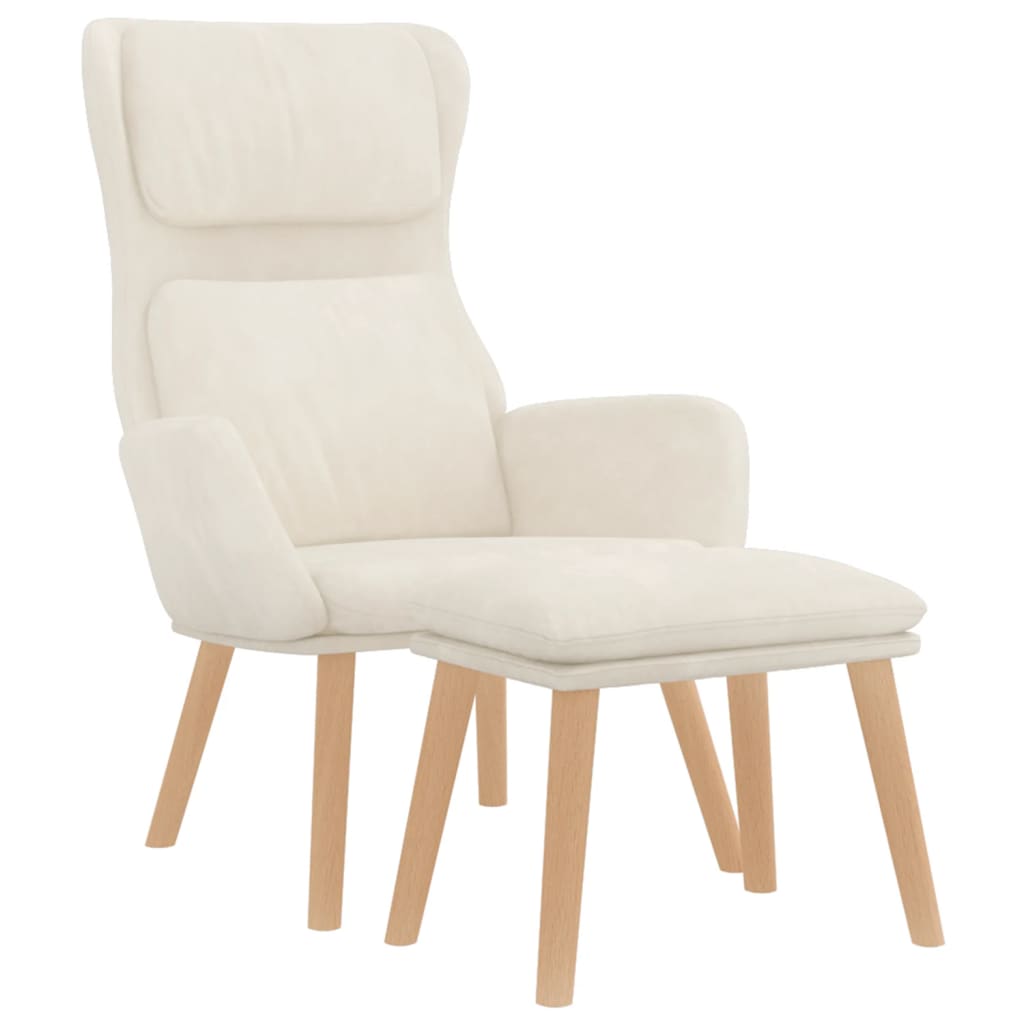 Relaxstoel met voetenbank fluweel crèmewit is nu te koop bij PeponiXL, paradijselijk wonen!