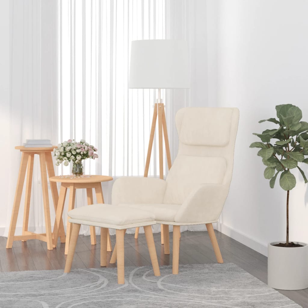 Relaxstoel met voetenbank fluweel crèmewit is nu te koop bij PeponiXL, paradijselijk wonen!