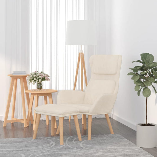 Relaxstoel met voetenbank fluweel crèmewit is nu te koop bij PeponiXL, paradijselijk wonen!