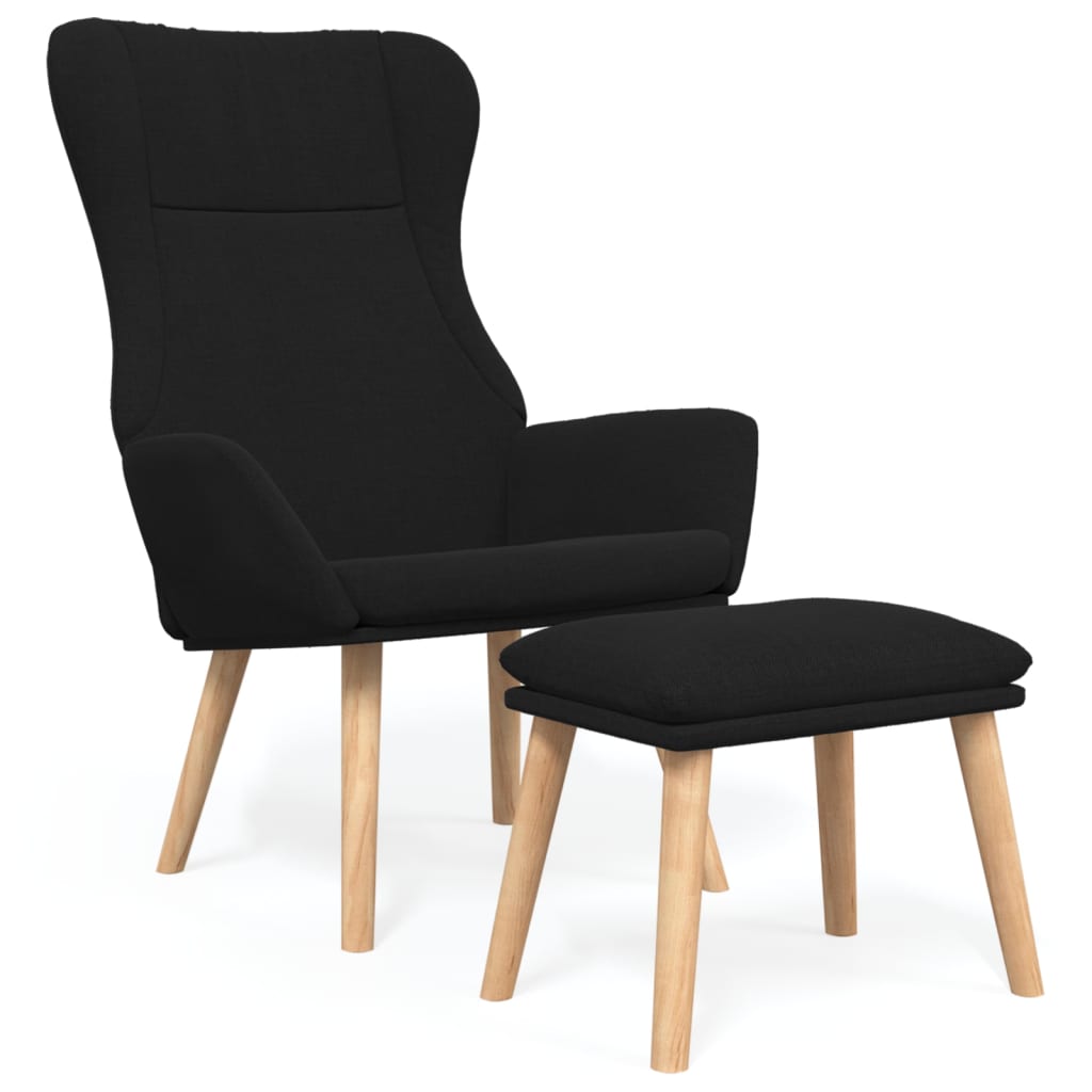 Relaxstoel met voetenbank stof zwart is nu te koop bij PeponiXL, paradijselijk wonen!