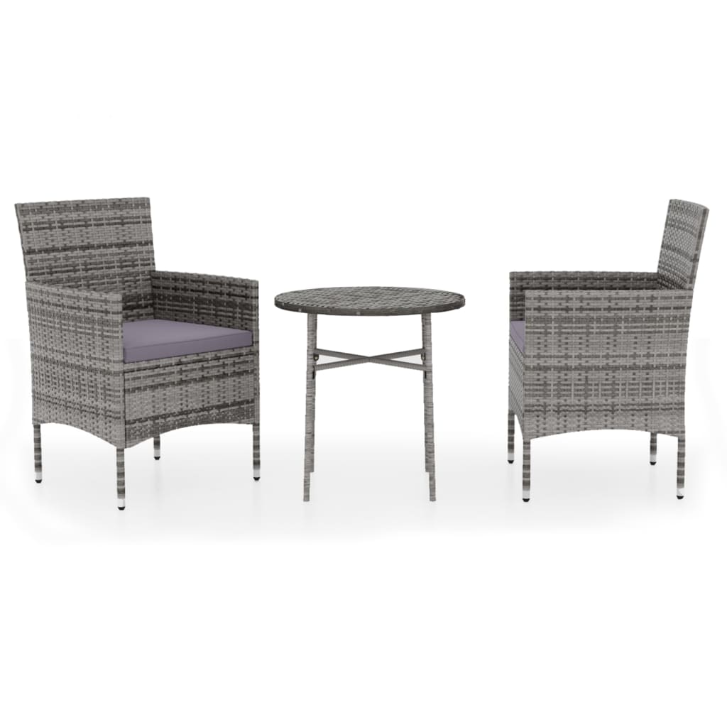 3-delige Tuinset poly rattan grijs is nu te koop bij PeponiXL, paradijselijk wonen!