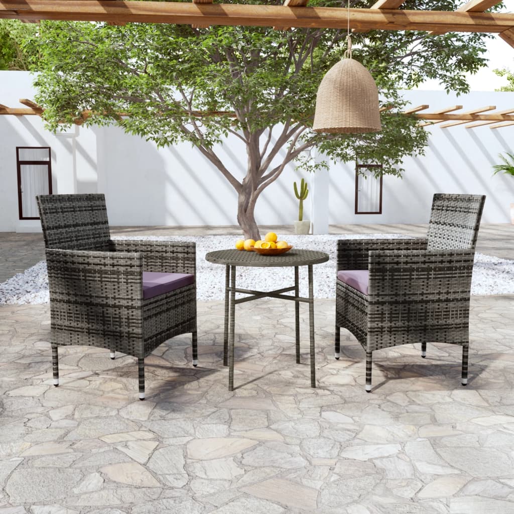 3-delige Tuinset poly rattan grijs is nu te koop bij PeponiXL, paradijselijk wonen!