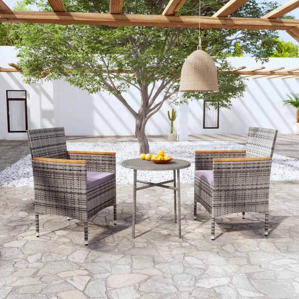 3-delige Tuinset poly rattan grijs is nu te koop bij PeponiXL, paradijselijk wonen!
