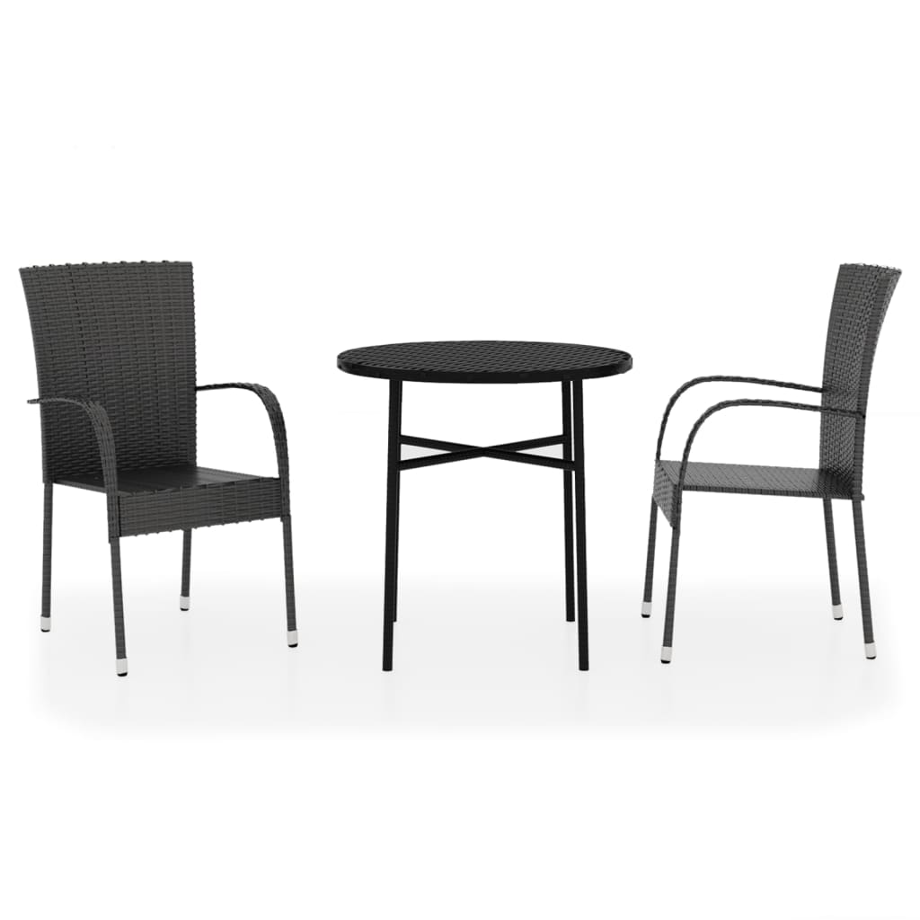 3-delige Tuinset poly rattan zwart is nu te koop bij PeponiXL, paradijselijk wonen!