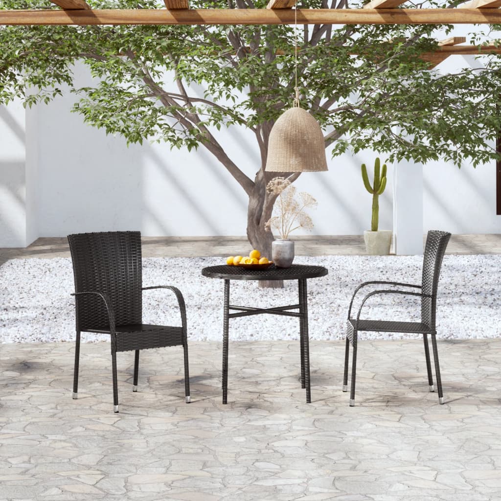 3-delige Tuinset poly rattan zwart is nu te koop bij PeponiXL, paradijselijk wonen!