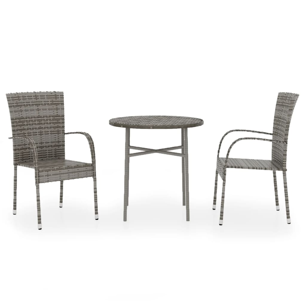 3-delige Tuinset poly rattan grijs is nu te koop bij PeponiXL, paradijselijk wonen!
