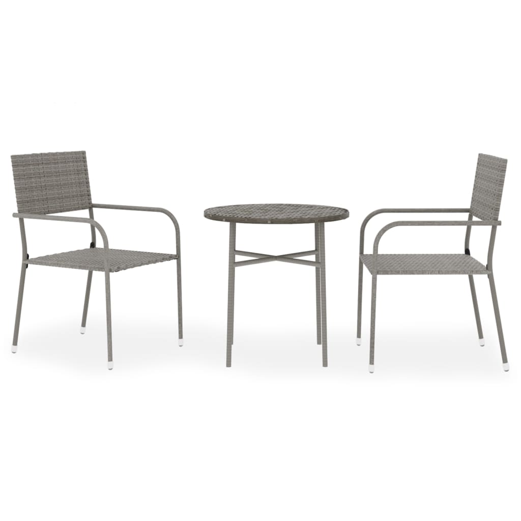 3-delige Tuinset poly rattan grijs is nu te koop bij PeponiXL, paradijselijk wonen!