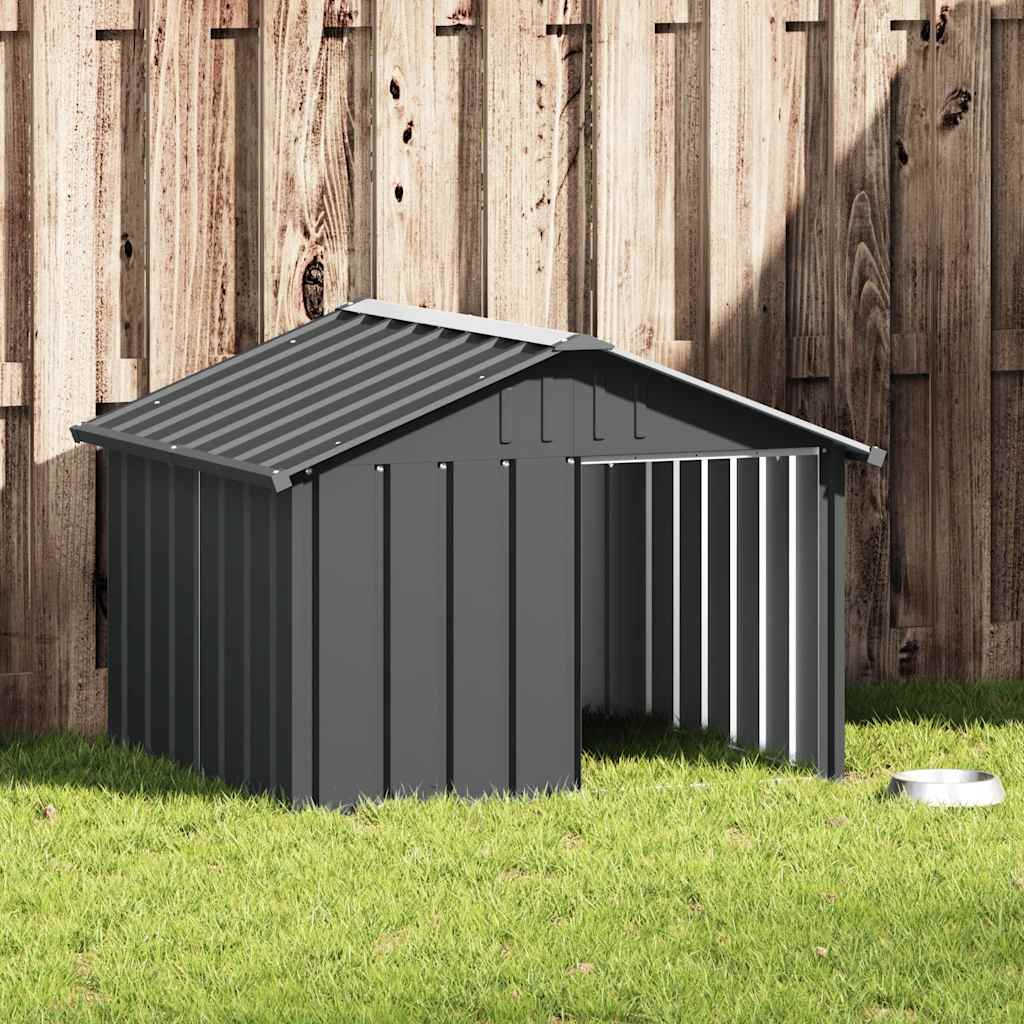 Hondenhok 116,5x103x81,5 cm gegalvaniseerd staal antracietkleur is nu te koop bij PeponiXL, paradijselijk wonen!