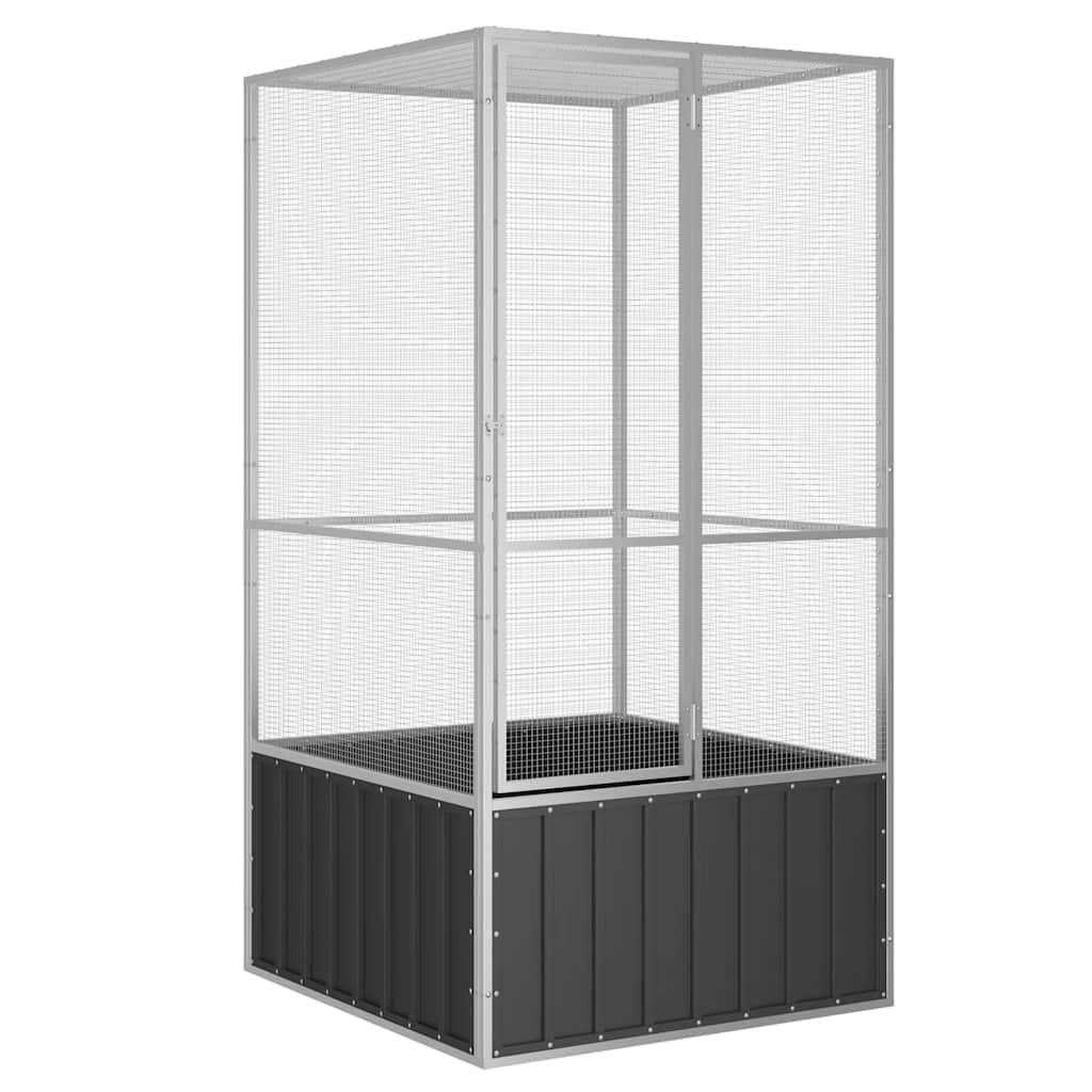 Vogelkooi 111x107x211,5 cm gegalvaniseerd staal antracietkleur is nu te koop bij PeponiXL, paradijselijk wonen!