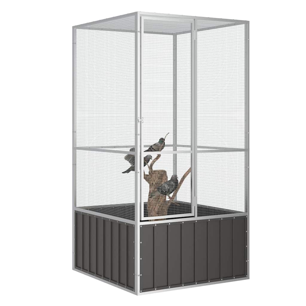 Vogelkooi 111x107x211,5 cm gegalvaniseerd staal antracietkleur is nu te koop bij PeponiXL, paradijselijk wonen!