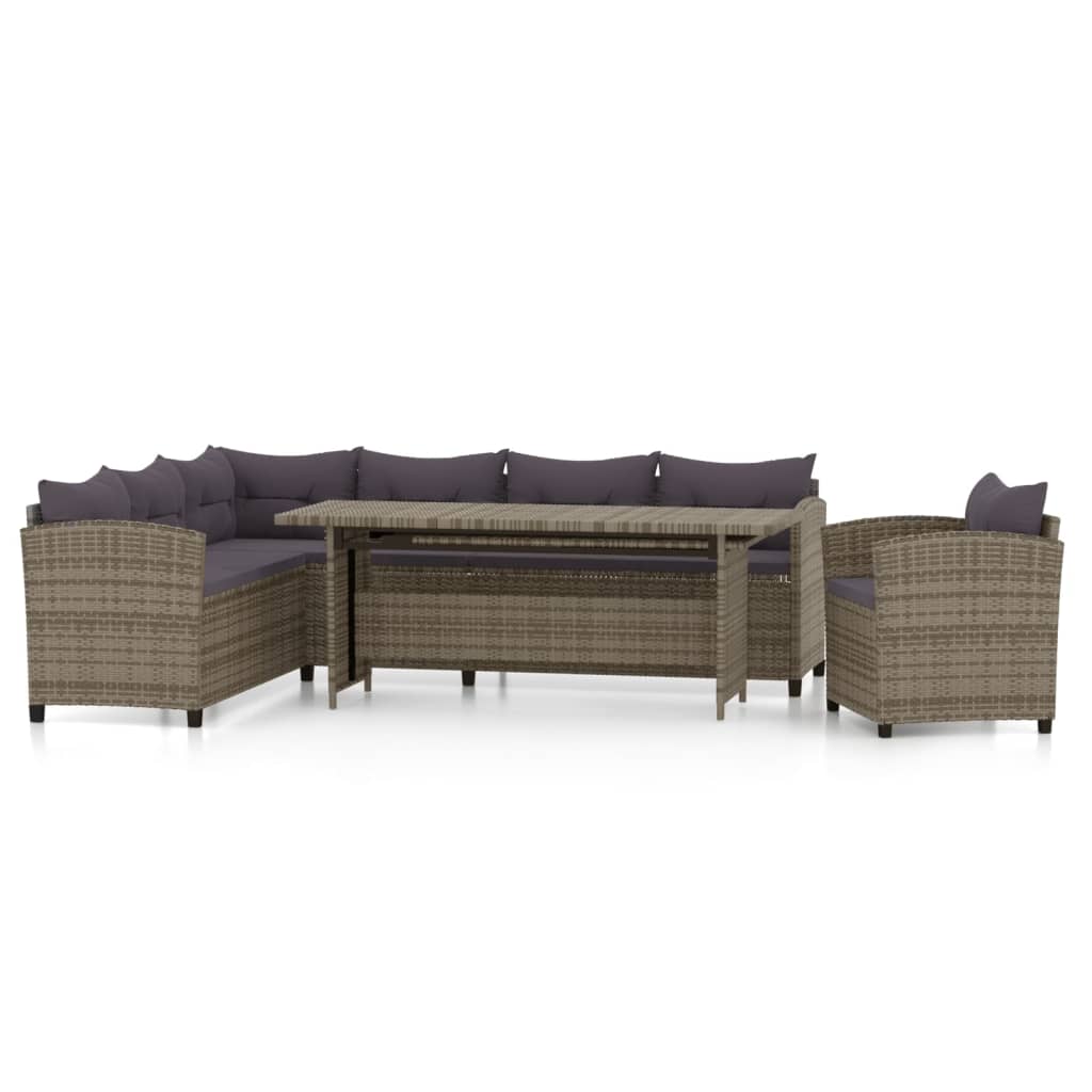 3-delige Loungeset met kussens poly rattan grijs is nu te koop bij PeponiXL, paradijselijk wonen!