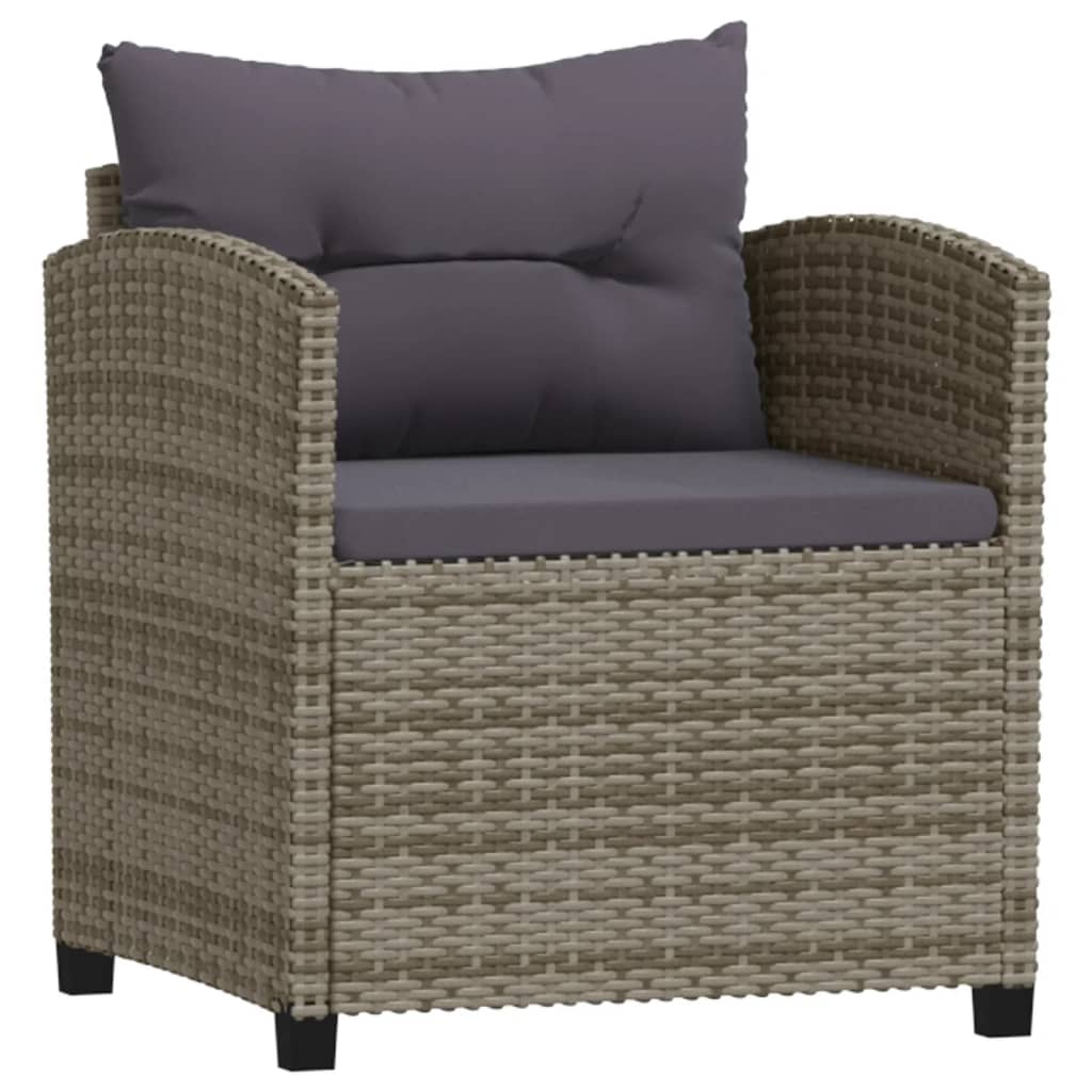 3-delige Loungeset met kussens poly rattan grijs is nu te koop bij PeponiXL, paradijselijk wonen!
