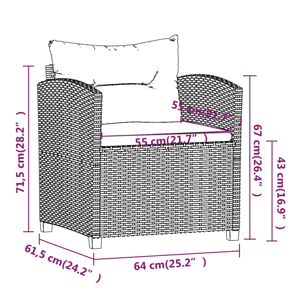 3-delige Loungeset met kussens poly rattan grijs is nu te koop bij PeponiXL, paradijselijk wonen!