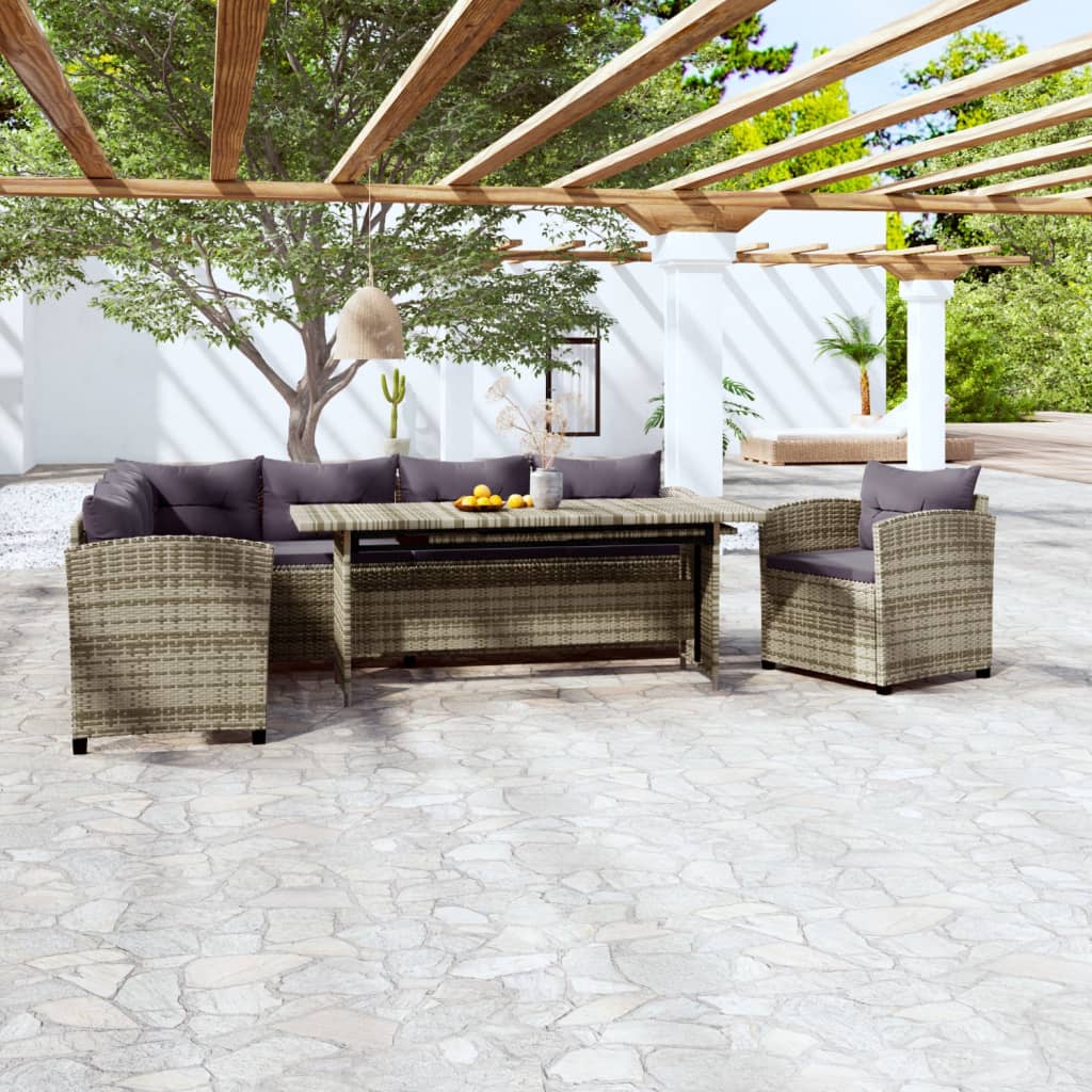 3-delige Loungeset met kussens poly rattan grijs is nu te koop bij PeponiXL, paradijselijk wonen!