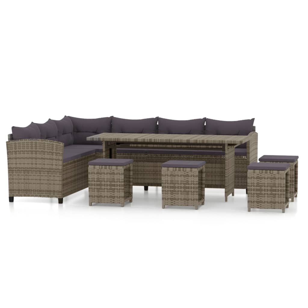 6-delige Loungeset met kussens poly rattan grijs is nu te koop bij PeponiXL, paradijselijk wonen!