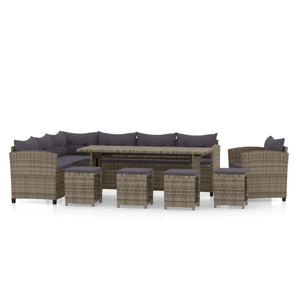 7-delige Loungeset met kussens poly rattan grijs is nu te koop bij PeponiXL, paradijselijk wonen!