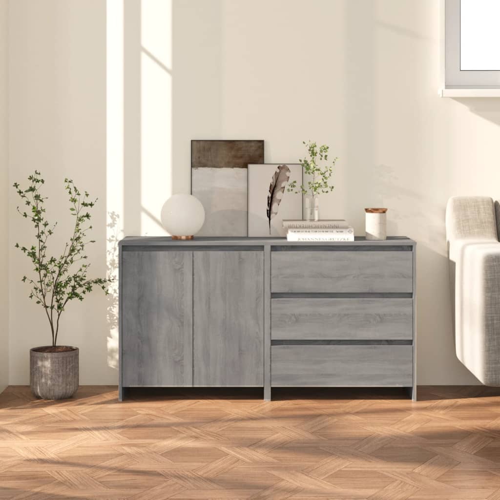 2 st Dressoirs bewerkt hout grijs sonoma eikenkleurig is nu te koop bij PeponiXL, paradijselijk wonen!