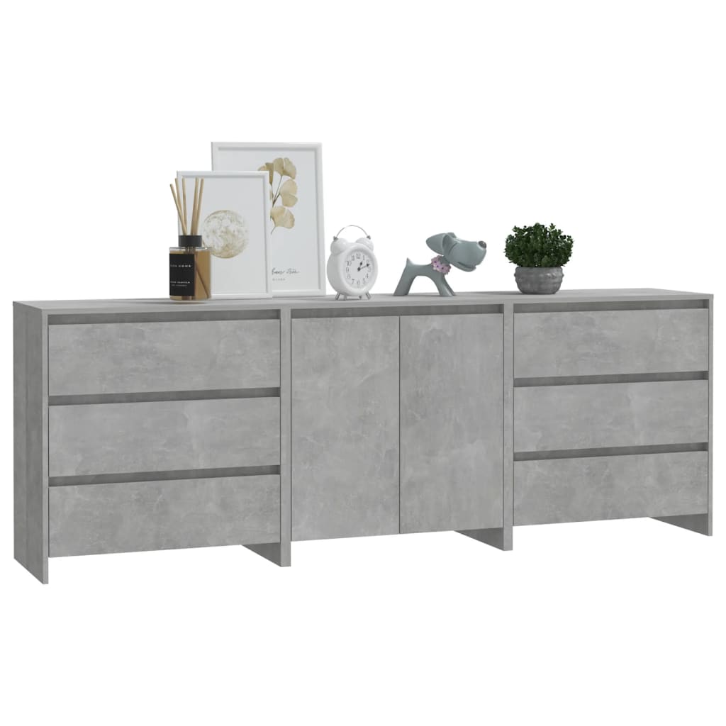 3 st Dressoirs bewerkt hout betongrijs is nu te koop bij PeponiXL, paradijselijk wonen!