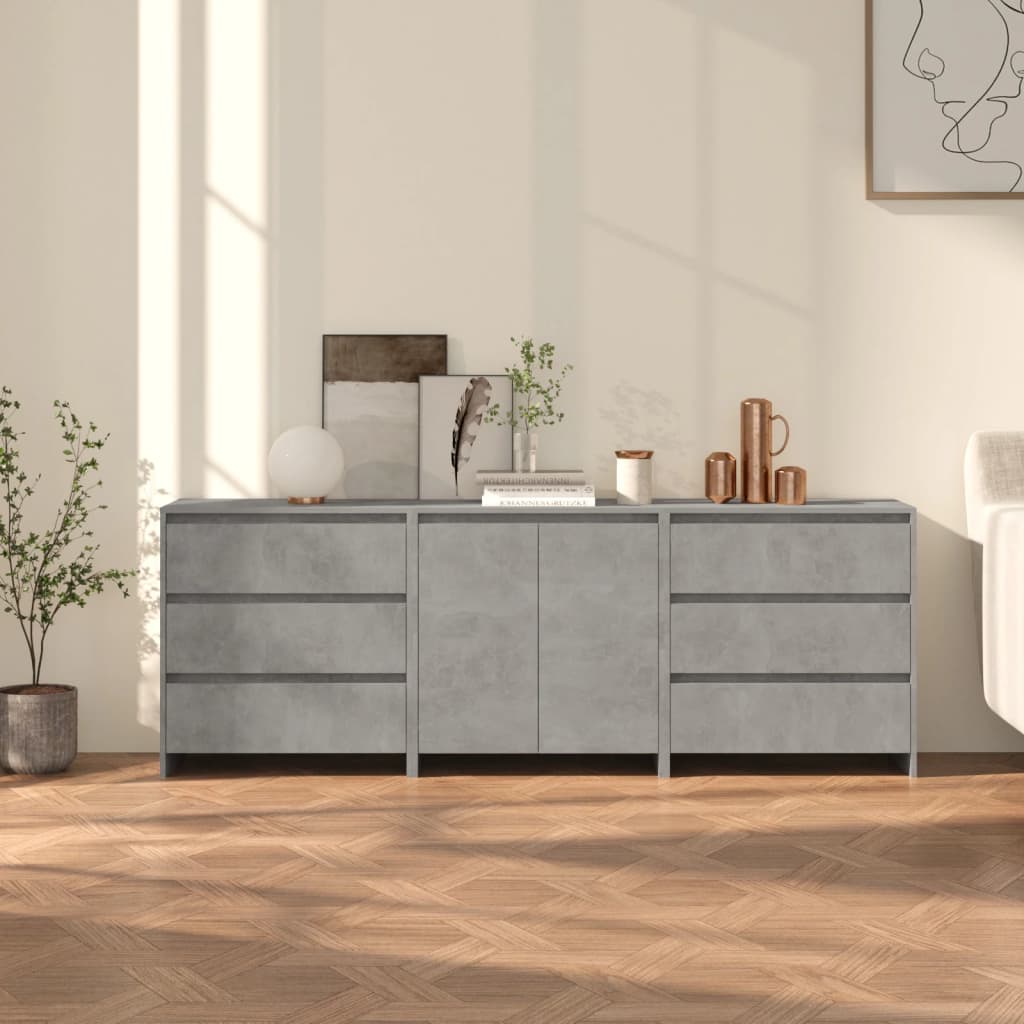 3 st Dressoirs bewerkt hout betongrijs is nu te koop bij PeponiXL, paradijselijk wonen!