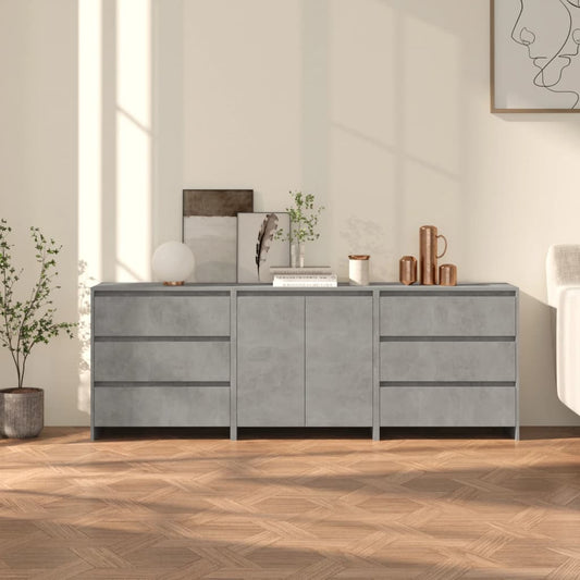 3 st Dressoirs bewerkt hout betongrijs is nu te koop bij PeponiXL, paradijselijk wonen!