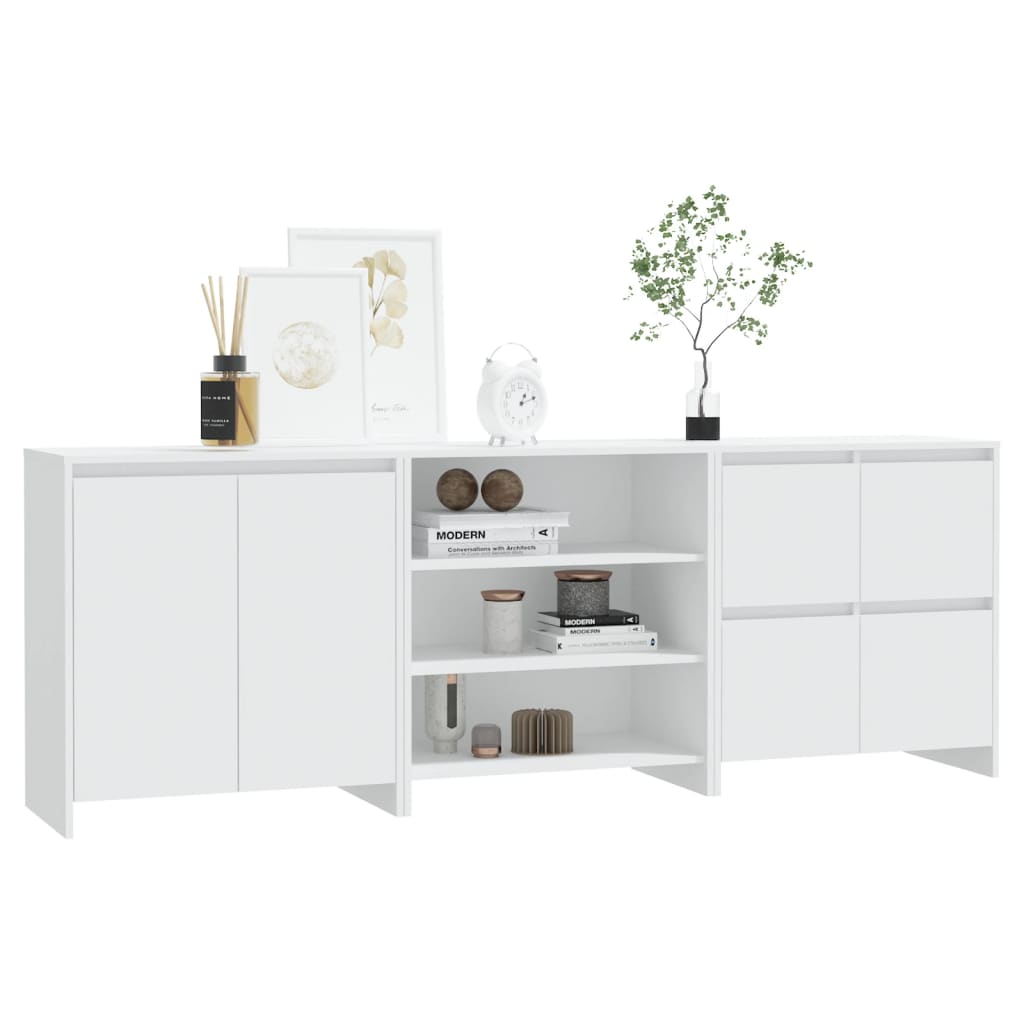 3098073 vidaXL 3 st. Dressoirs bewerkt hout wit (809737+809755+809764) is nu te koop bij PeponiXL, paradijselijk wonen!