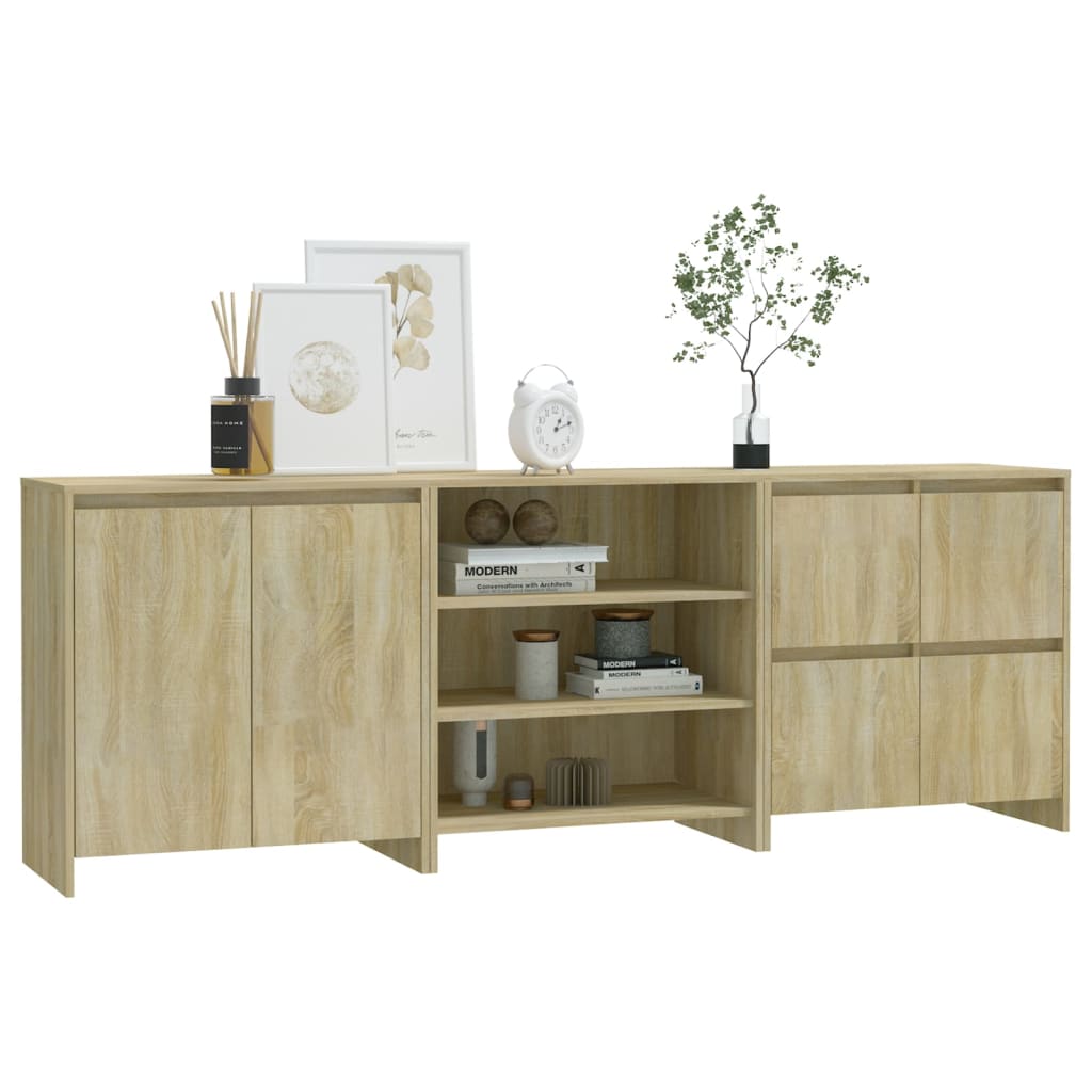 3 st Dressoirs bewerkt hout sonoma eikenkleurig is nu te koop bij PeponiXL, paradijselijk wonen!