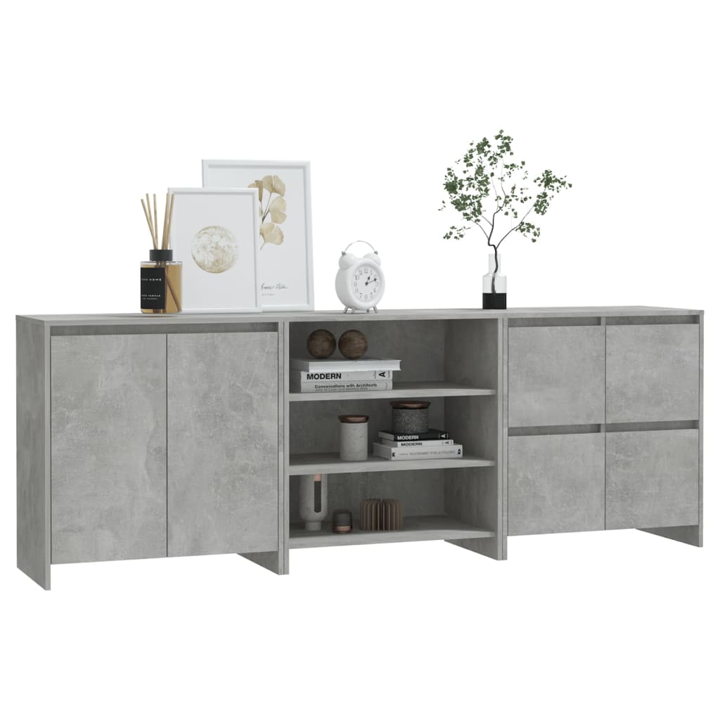 3 st Dressoirs bewerkt hout betongrijs is nu te koop bij PeponiXL, paradijselijk wonen!