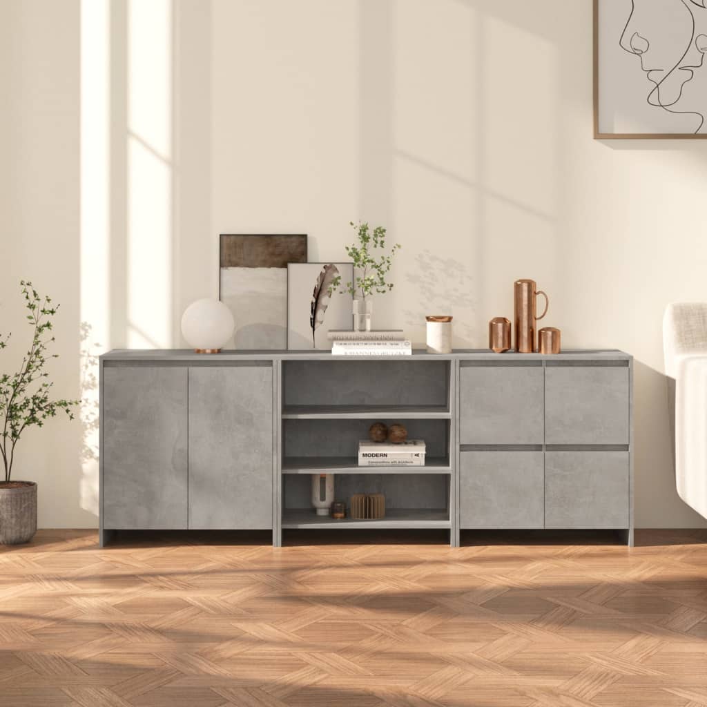 3 st Dressoirs bewerkt hout betongrijs is nu te koop bij PeponiXL, paradijselijk wonen!
