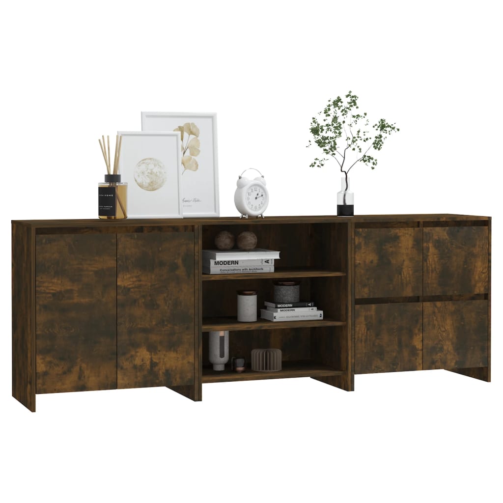 3 st Dressoirs bewerkt hout gerookt eikenkleurig is nu te koop bij PeponiXL, paradijselijk wonen!