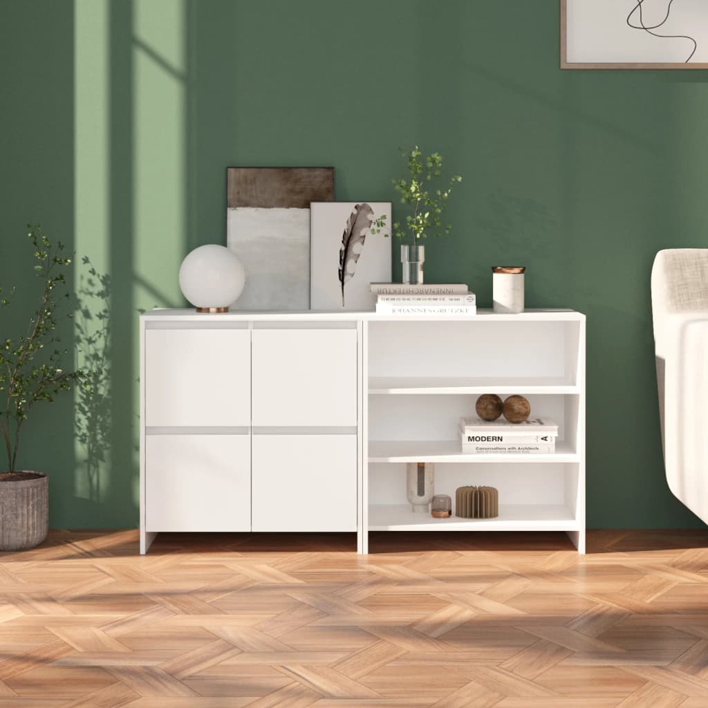 2 st Dressoirs bewerkt hout wit is nu te koop bij PeponiXL, paradijselijk wonen!