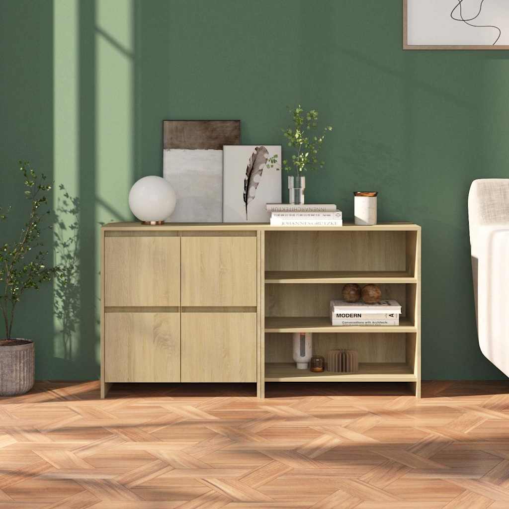 2 st Dressoirs bewerkt hout sonoma eikenkleurig is nu te koop bij PeponiXL, paradijselijk wonen!