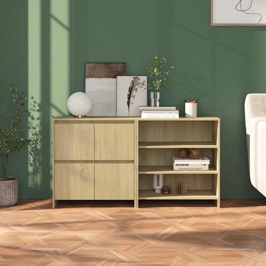 2 st Dressoirs bewerkt hout sonoma eikenkleurig is nu te koop bij PeponiXL, paradijselijk wonen!
