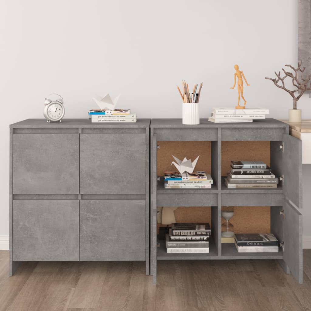 Dressoirs 2 st 70x41x75 cm bewerkt hout betongrijs is nu te koop bij PeponiXL, paradijselijk wonen!