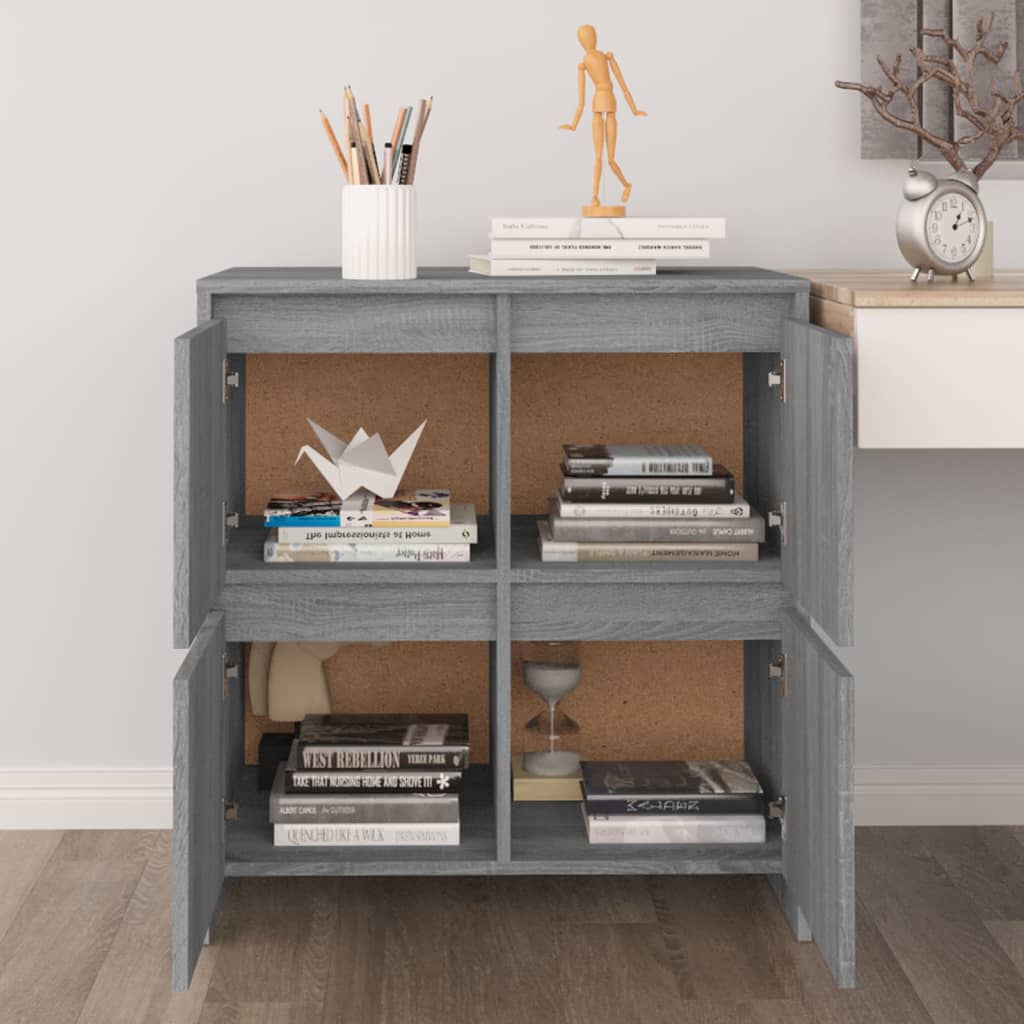 Dressoirs 2 st 70x41x75 cm bewerkt hout grijs sonoma eikenkleur is nu te koop bij PeponiXL, paradijselijk wonen!