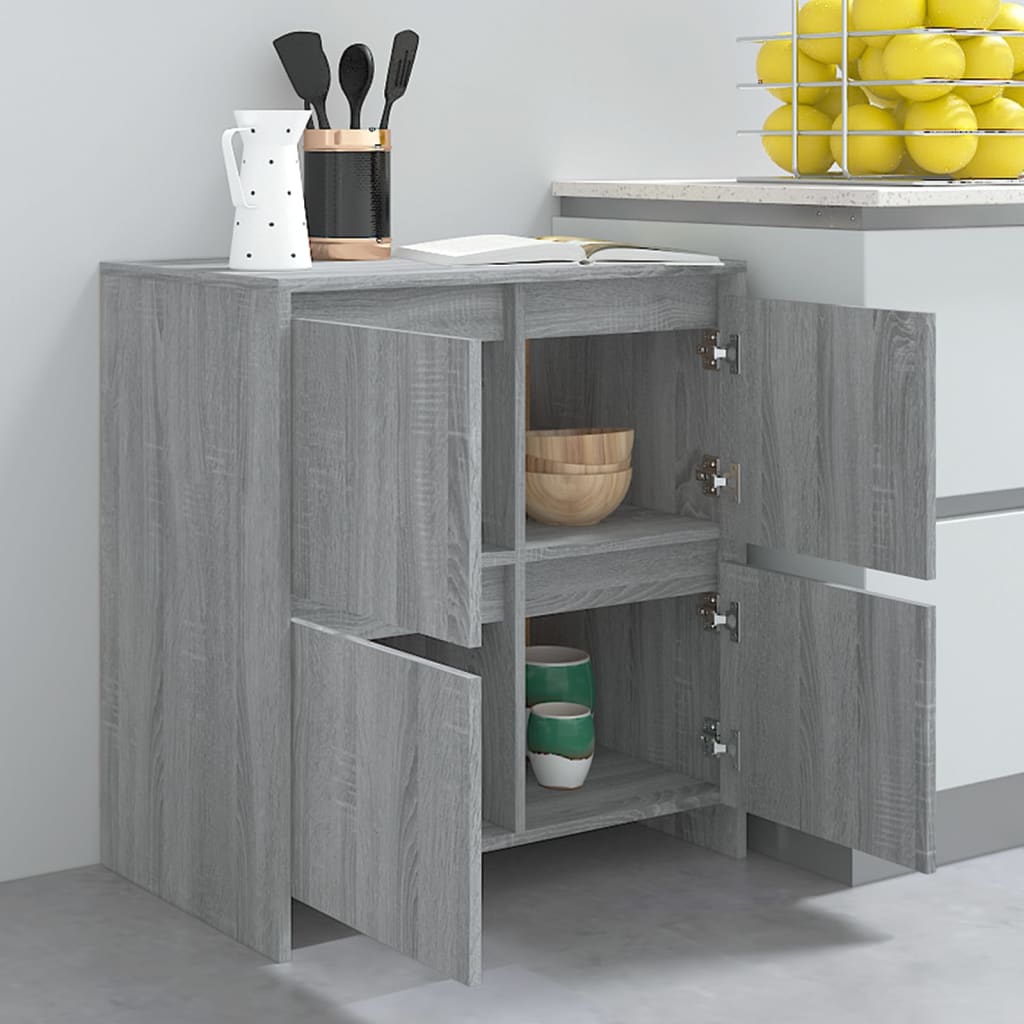 Dressoirs 2 st 70x41x75 cm bewerkt hout grijs sonoma eikenkleur is nu te koop bij PeponiXL, paradijselijk wonen!