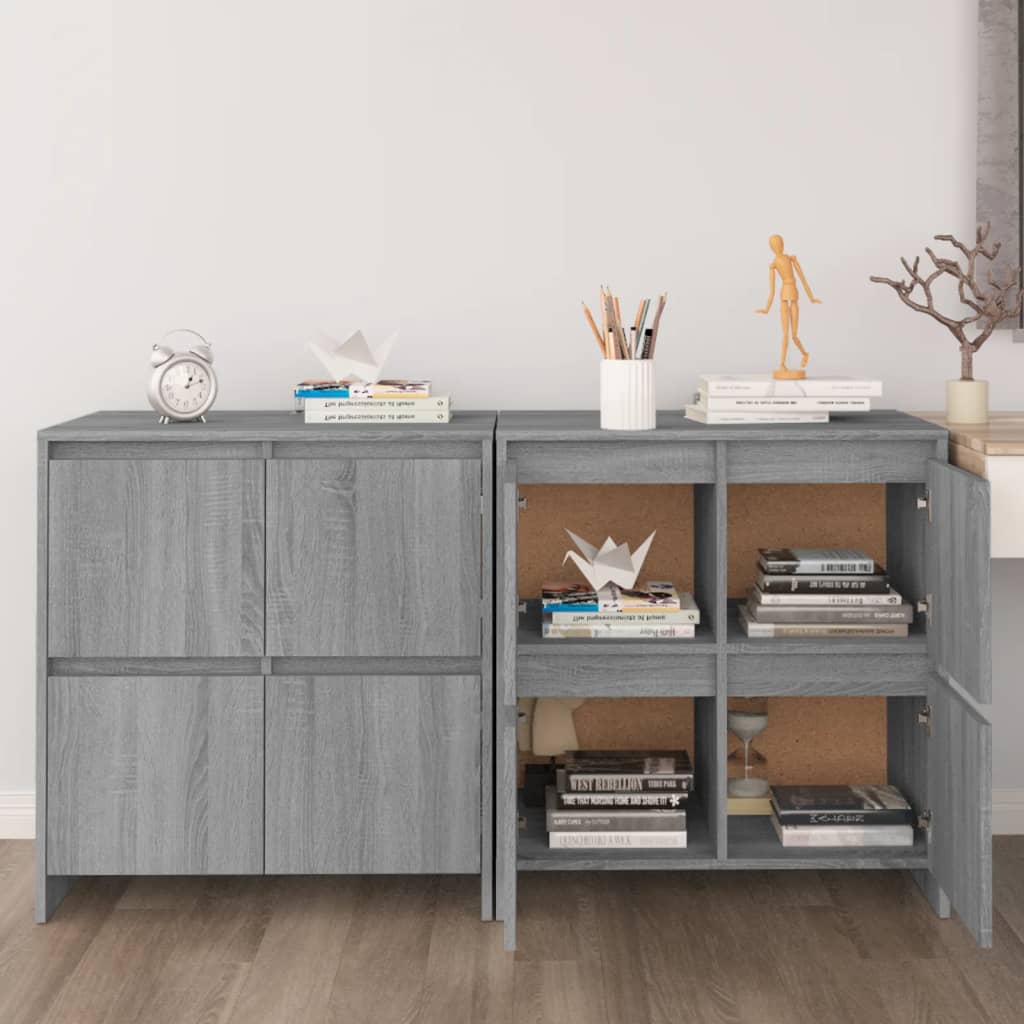 Dressoirs 2 st 70x41x75 cm bewerkt hout grijs sonoma eikenkleur is nu te koop bij PeponiXL, paradijselijk wonen!