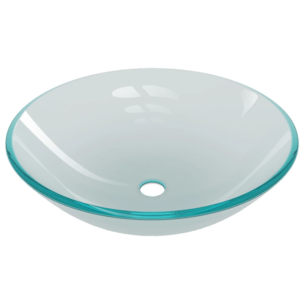 Wastafel met kraan en pop-up afvoer mat gehard glas is nu te koop bij PeponiXL, paradijselijk wonen!