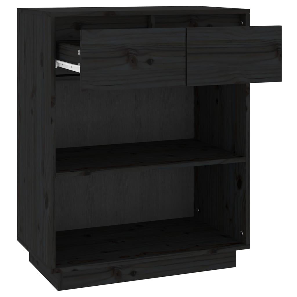 Wandkast 60x34x75 cm massief grenenhout zwart is nu te koop bij PeponiXL, paradijselijk wonen!