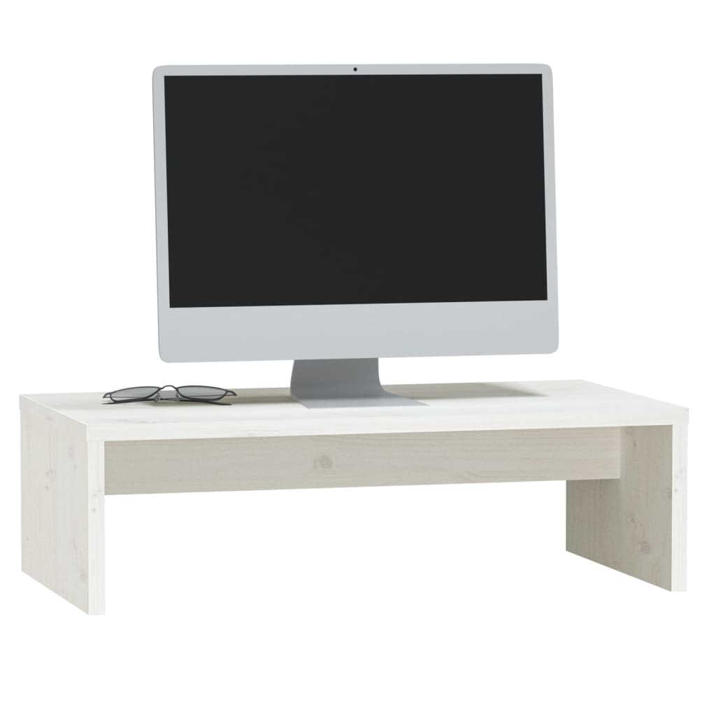 Monitorstandaard 50x27x15 cm massief grenenhout wit is nu te koop bij PeponiXL, paradijselijk wonen!