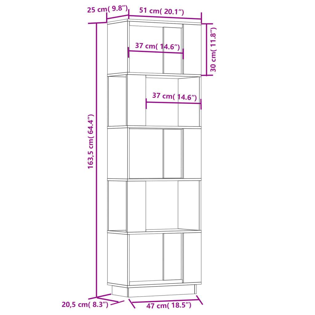 Boekenkast/kamerscherm 51x25x163,5 cm massief grenenhout is nu te koop bij PeponiXL, paradijselijk wonen!