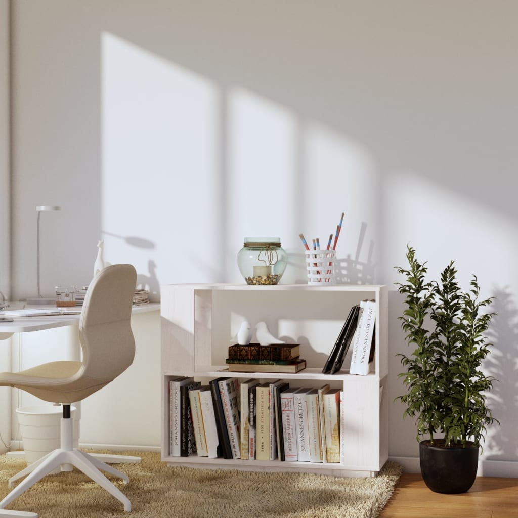 Boekenkast/kamerscherm 80x25x70 cm massief grenenhout wit is nu te koop bij PeponiXL, paradijselijk wonen!