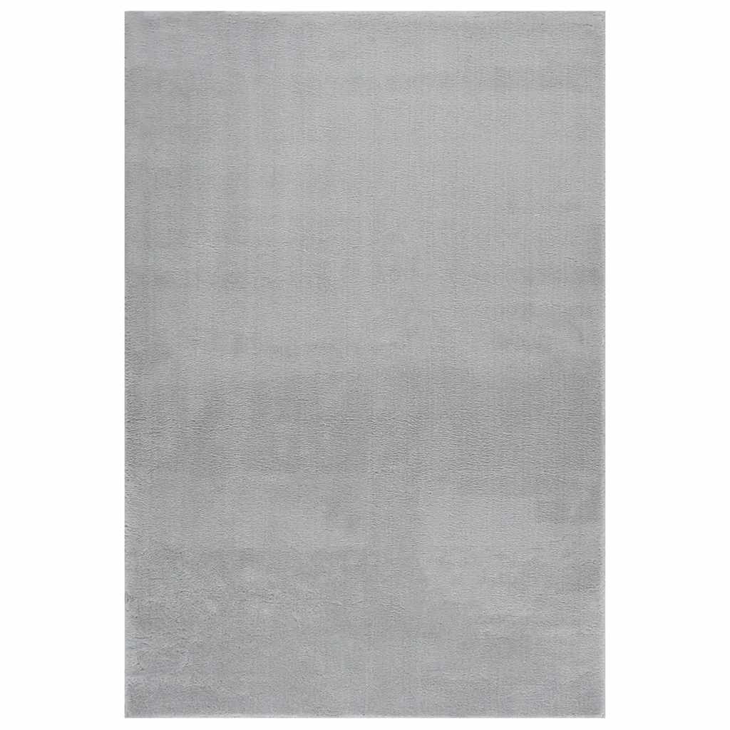 Vloerkleed wasbaar korte pool anti-slip 160x230 cm grijs