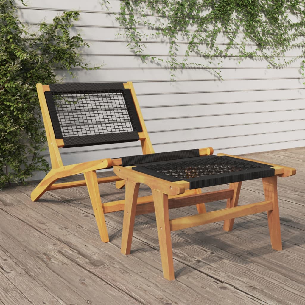 Tuinstoel met voetensteun massief teakhout en polyester is nu te koop bij PeponiXL, paradijselijk wonen!