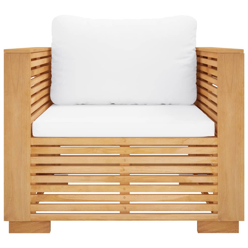 Tuinstoel met crèmekleurige kussens massief teakhout is nu te koop bij PeponiXL, paradijselijk wonen!